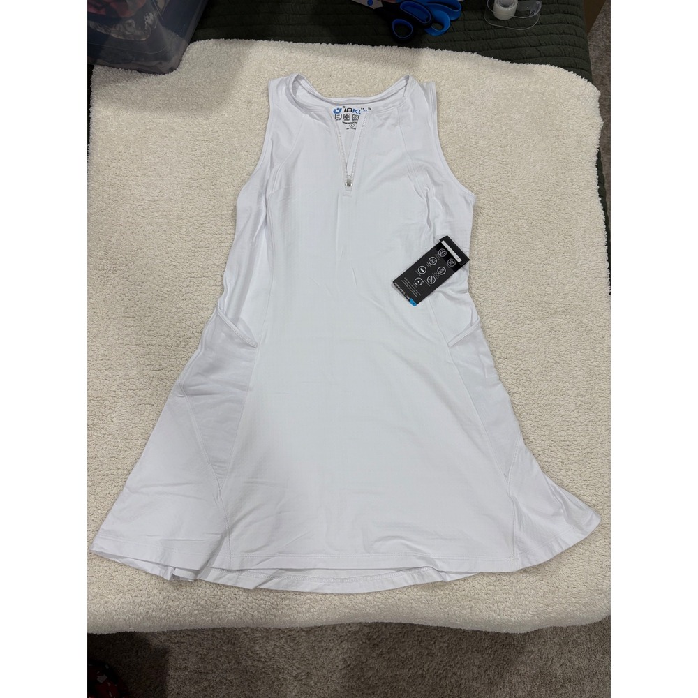 NWT Ibkul Tennis Dress Sleeveless White UPF 50 Lightweight Quick Dry Size Small